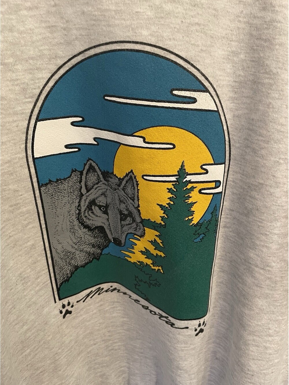 Vintage Men’s Jerzees Minnesota Wolf Crewneck Sweatshirt Size XL Gray - Picture 3 of 6